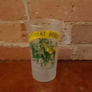Kentucky Derby Frosted Glass with Green and Yellow Design